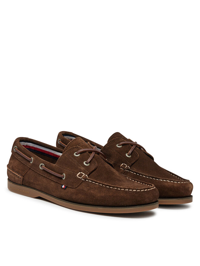 Tommy Hilfiger Półbuty Tommy Hilfiger Th Boat Shoe Core Suede FM0FM05387 Brązowy