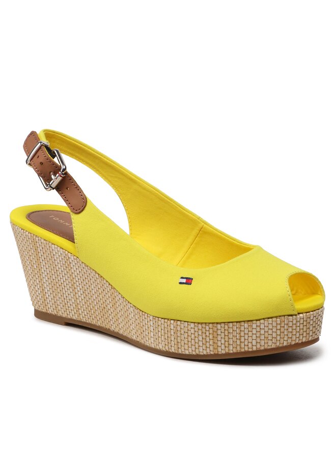 Tommy Hilfiger Сандали Tommy Hilfiger Iconic Elba Sling Back Wedge FW0FW04788 Жълт