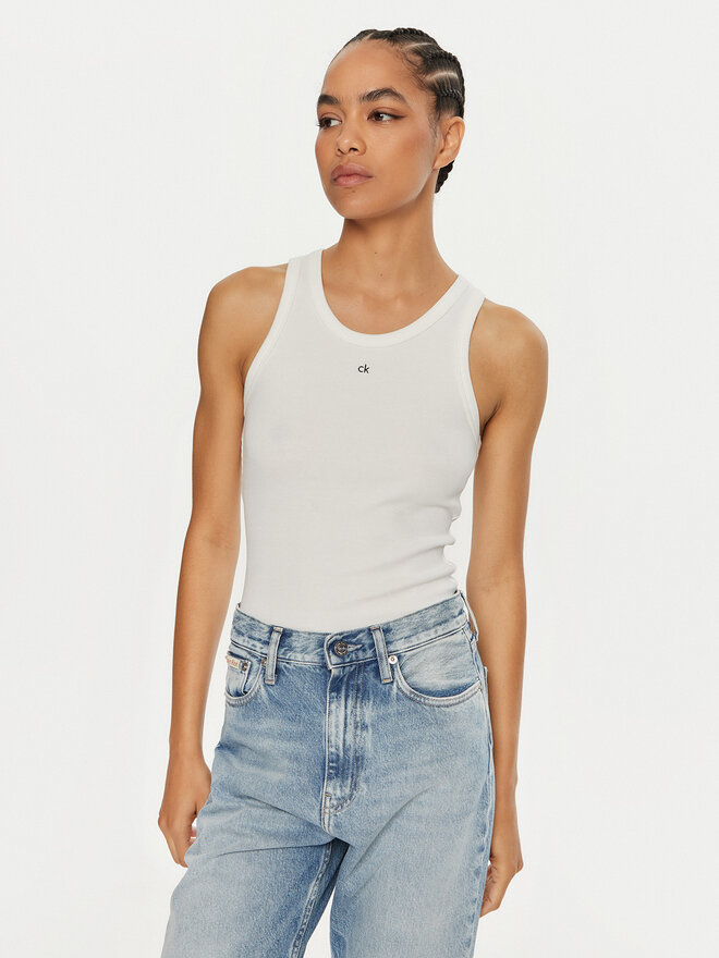 Calvin Klein Calvin Klein Τοπ Graphic K20K208065 Λευκό Slim Fit