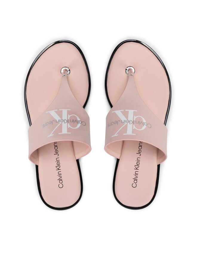 Calvin Klein Jeans Джапанки Calvin Klein Jeans Flat Sandal Toe Slide Lth YW0YW00538 Розов