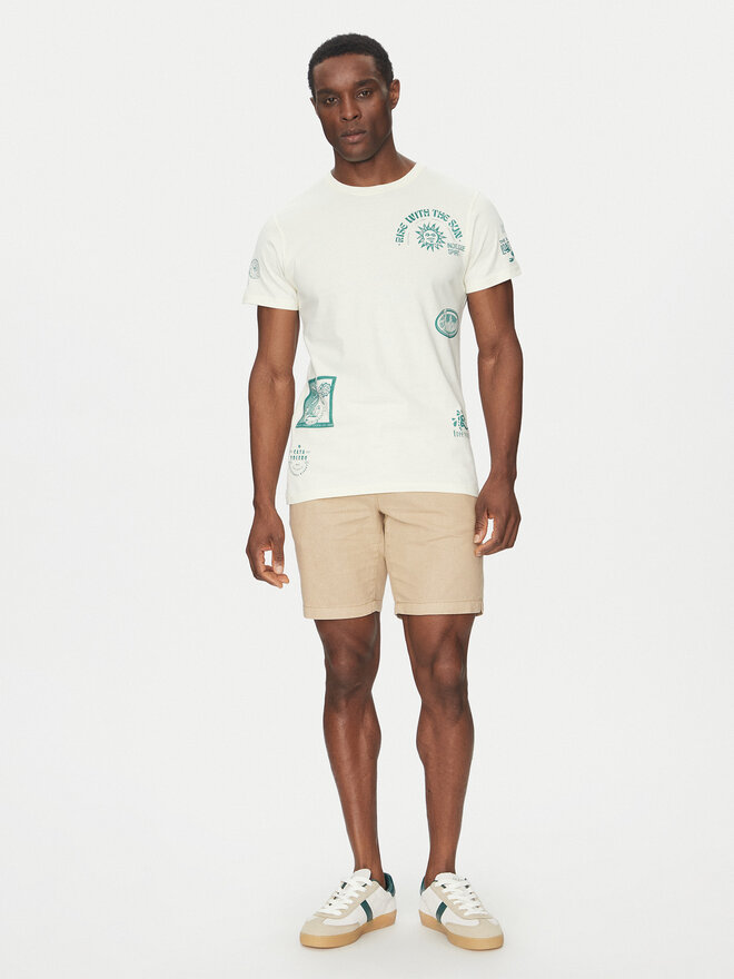 INDICODE INDICODE T-Shirt Inflorallo 41-137 Εκρού Regular Fit