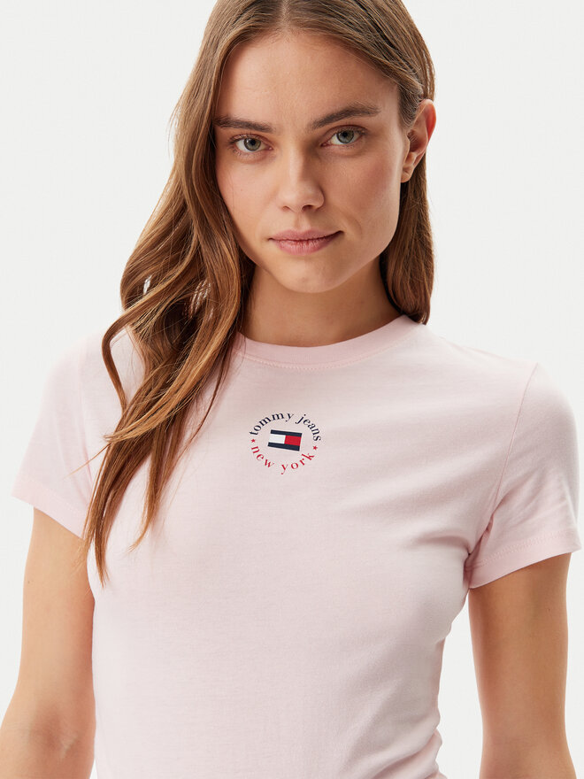 Tommy Jeans Tommy Jeans Marškinėliai Essential DW0DW20316 Rožinė Slim Fit