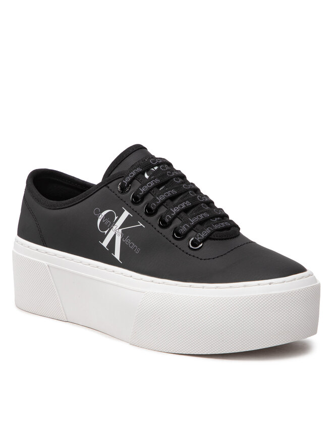 Calvin Klein Jeans Teniszcipő Calvin Klein Jeans Cupsole Flatform Laceup Low Txt YW0YW00766 Fekete