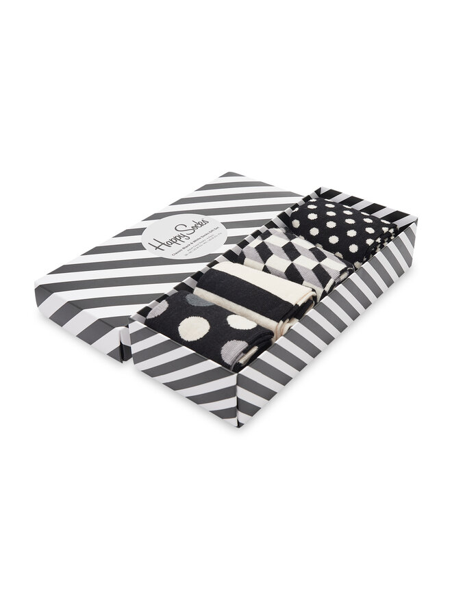 Happy Socks Set di 4 paia di calzini lunghi unisex Happy Socks XCBW09-9150 Nero