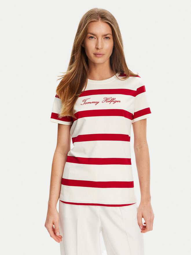 Tommy Hilfiger Tommy Hilfiger Marškinėliai Script WW0WW45746 Écru Regular Fit