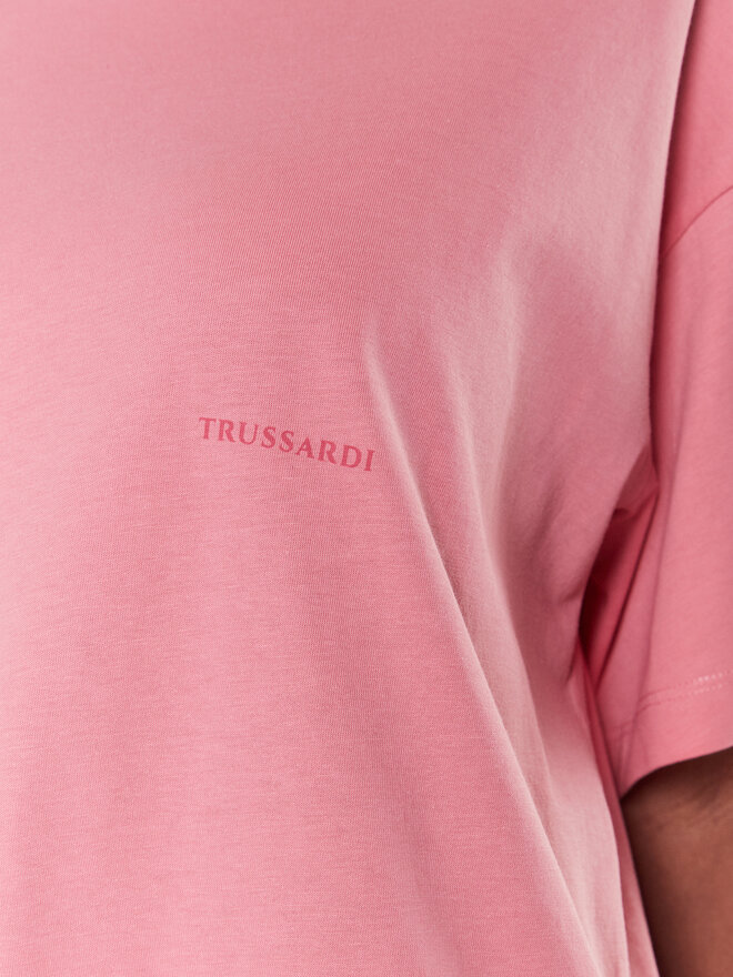 Trussardi Trussardi Marškinėliai Greyhound Backprint 56T00559 Rožinė Loose Fit