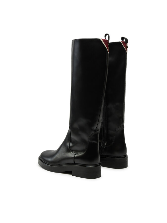 Tommy Hilfiger Kozačky Tommy Hilfiger Premium Leather Long Boot FW0FW08180 Černá