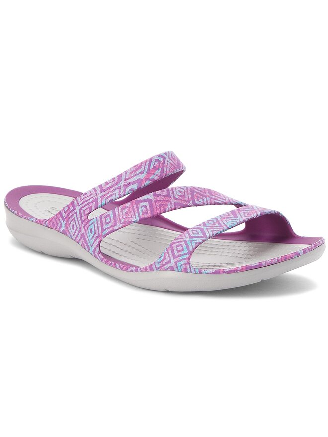 Pantoletten Crocs Swiftwater Graphic Sandal W 204461 Violett eschuhe