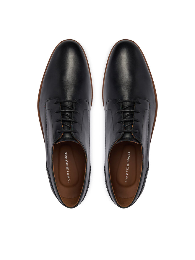 Tommy Hilfiger Halbschuhe Tommy Hilfiger Hilfiger Leather Dress Shoe FM0FM05777 Schwarz