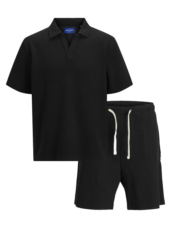 Jack&Jones Jack&Jones Komplektas: polo marškinėliai, džemperis ir šortai Slington 12281841 Juoda Relaxed Fit