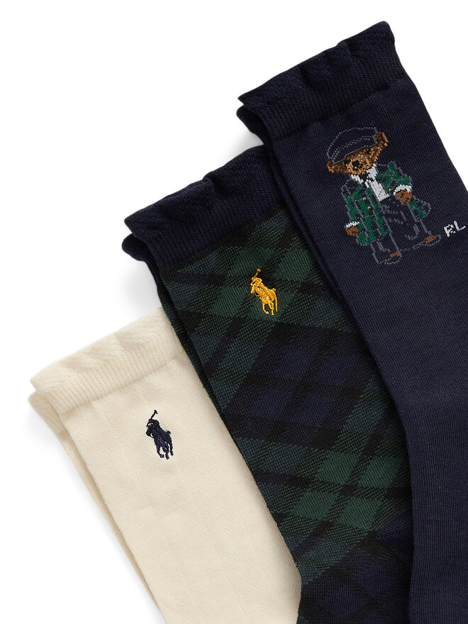 Polo Ralph Lauren Zestaw 3 par wysokich skarpet dziecięcych Polo Ralph Lauren 447958814001 Kolorowy