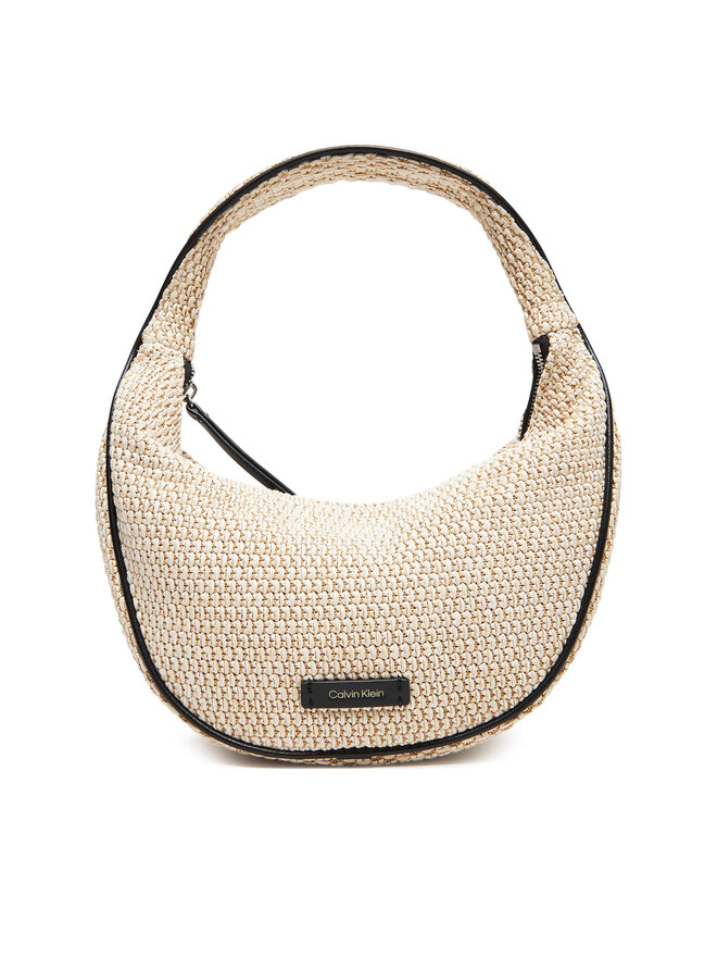 Calvin Klein Soma Calvin Klein Pinched Raffia Medium Shoulder B LV04F3079G Bēšs