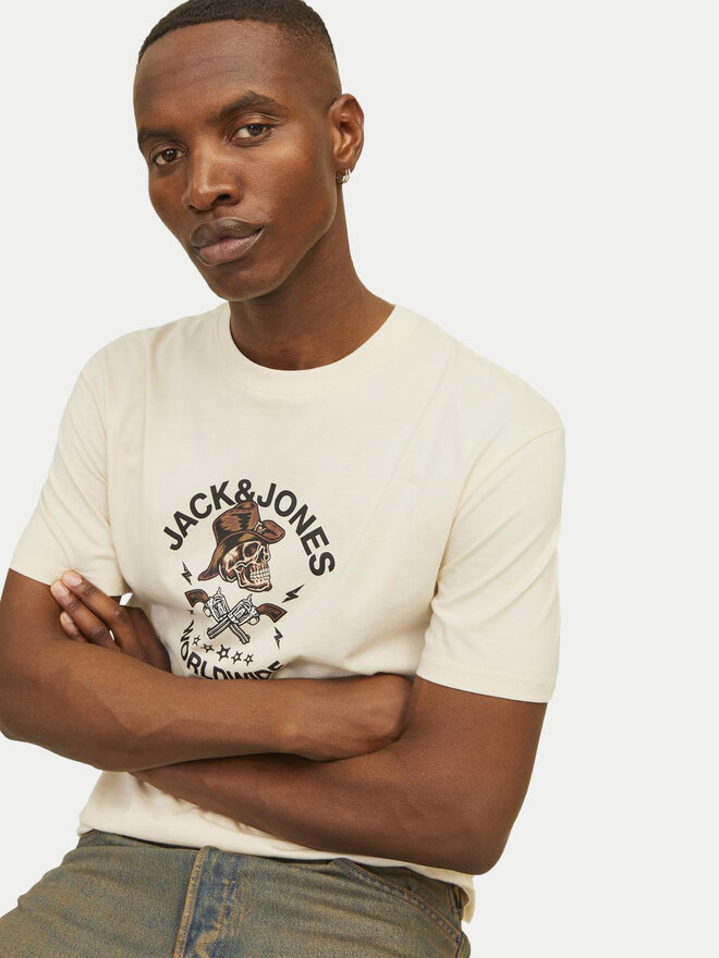 Jack&Jones Jack&Jones Majica Seven Skull 12262491 Écru Regular Fit