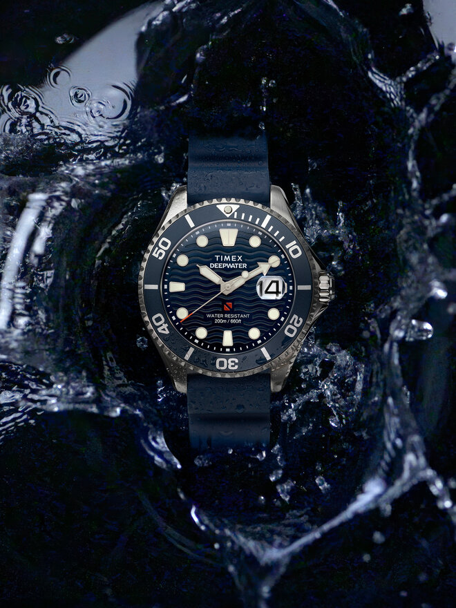 Timex Ročna ura Timex Deepwater Meridian TW2W81500 Srebrna