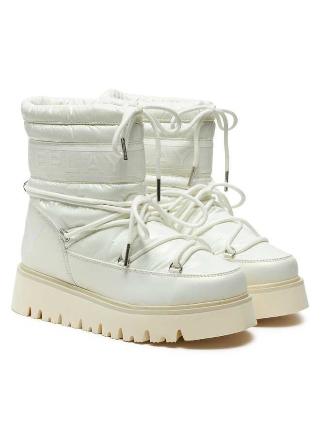 REPLAY Botas de nieve REPLAY Shiny-Effect Harper United Lace-Up GWF4R.000.C0002T Blanco
