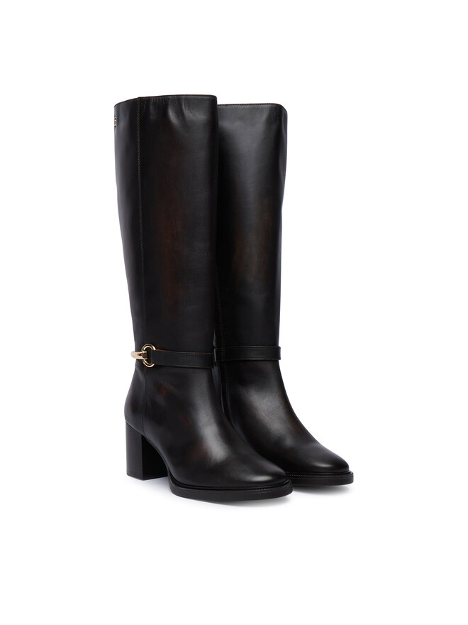 Tommy Hilfiger Stiefel Tommy Hilfiger Th Stud Heel Riding Knee Boot FW0FW09551 Dunkelbraun