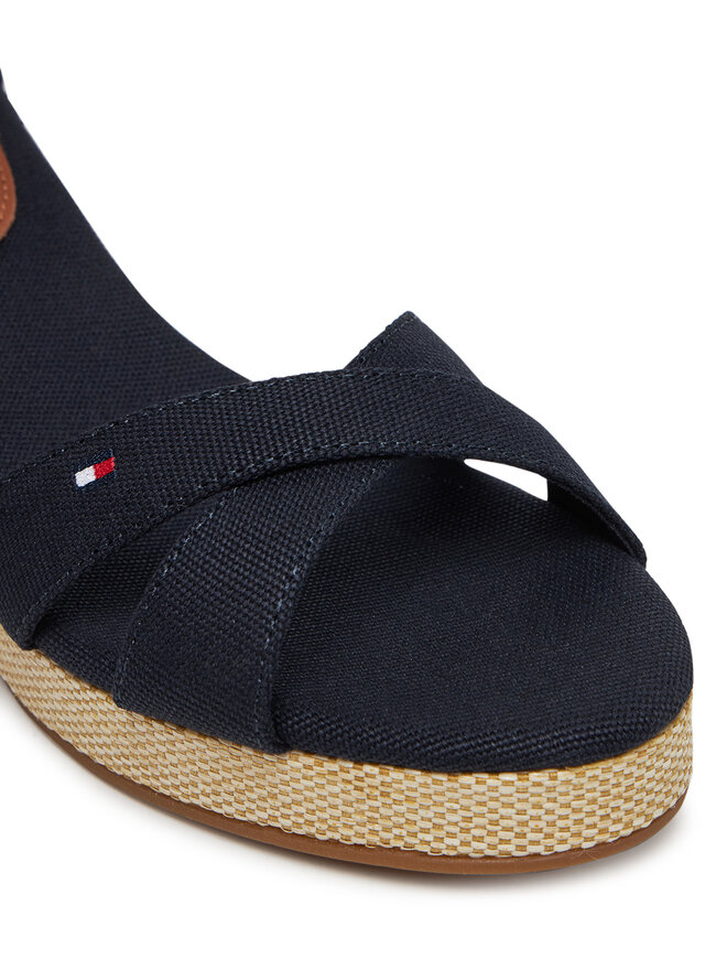 Tommy Hilfiger Sandały Tommy Hilfiger Flag Criss-Cros Mid Wedge Espad FW0FW08481 Granatowy
