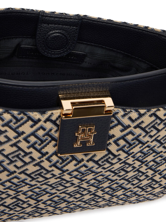 Tommy Hilfiger Handtasche Tommy Hilfiger Th Her Med Satchel Jacqu AW0AW18639 Dunkelblau