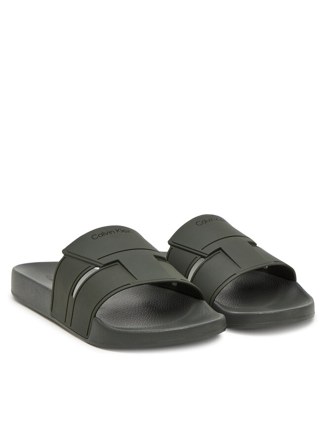 Calvin Klein Nazouváky Calvin Klein Pool Slide Double T HM0HM01752 Khaki