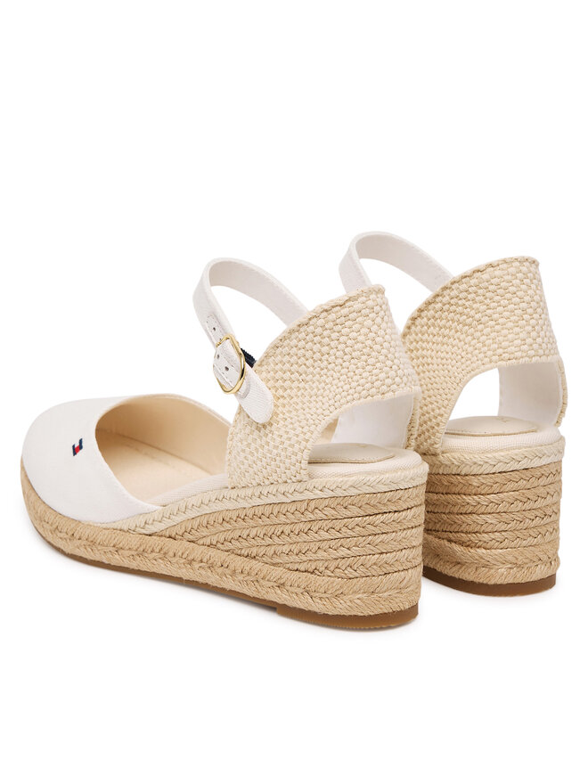 Tommy Hilfiger Espadrilles Tommy Hilfiger Mid Wedge Espad Closed Toe FW0FW09233 Écru