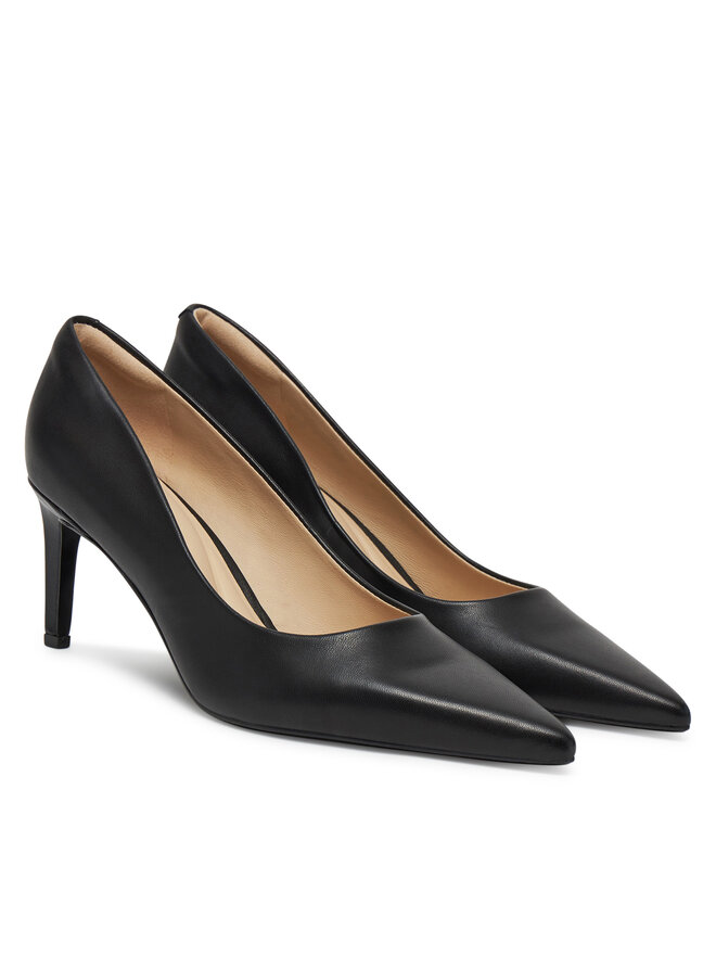 Calvin Klein Tacón de aguja Calvin Klein Pump 70 Pointy Hw Bar Lth HW0HW02561 Negro