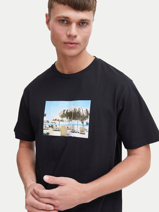 Solid Solid T-Shirt 21108237 Μαύρο Regular Fit