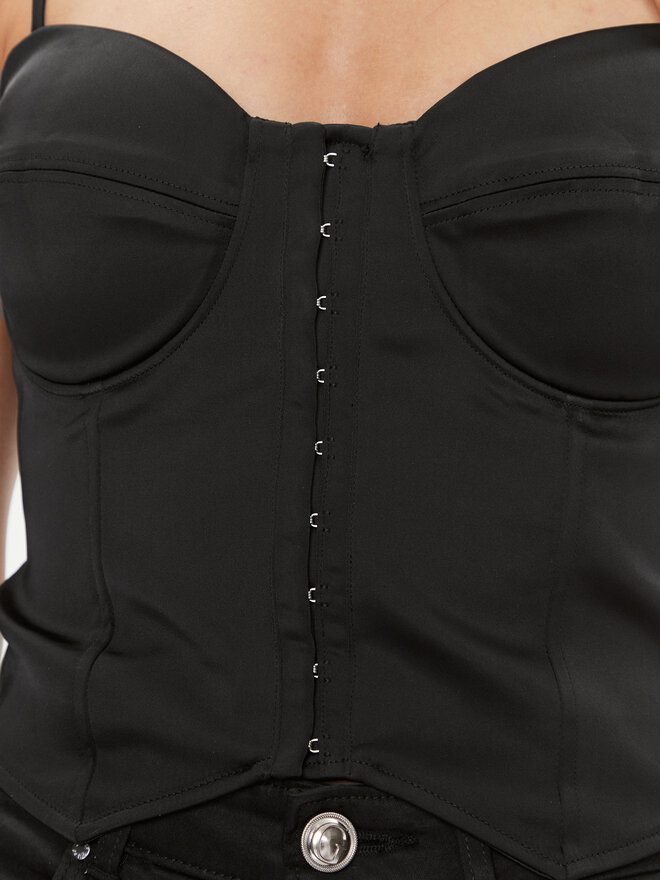 Guess Guess Τοπ W4RH17 WD1R2 Μαύρο Slim Fit