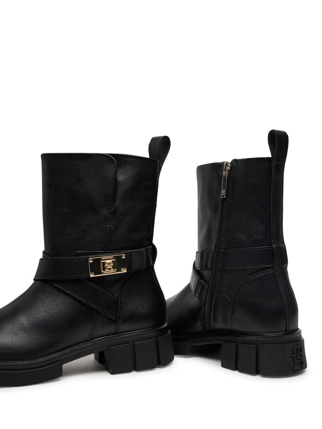 Tommy Hilfiger Stiefeletten Tommy Hilfiger Biker Leather FW0FW08313 Schwarz