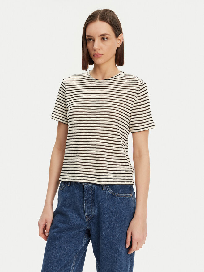 Pieces Pieces Camiseta Manilla 17155073 Écru Loose Fit