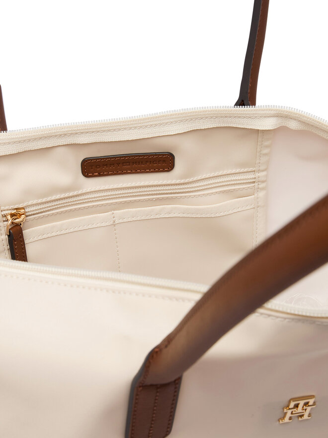 Tommy Hilfiger Handtasche Tommy Hilfiger Popette Tote AW0AW17711 Creme