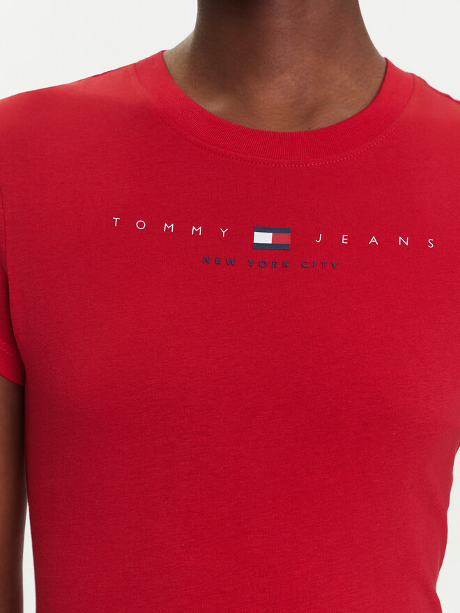 Tommy Jeans Tommy Jeans Majica Linear DW0DW21422 Rdeča Slim Fit