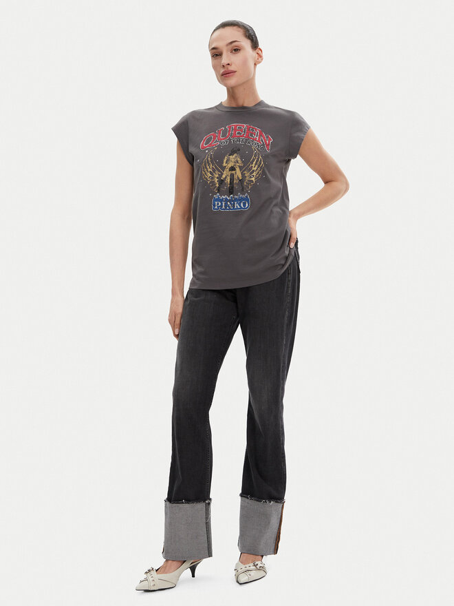 PINKO PINKO T-Shirt Marrakech 104603 A2DA Γκρι Regular Fit