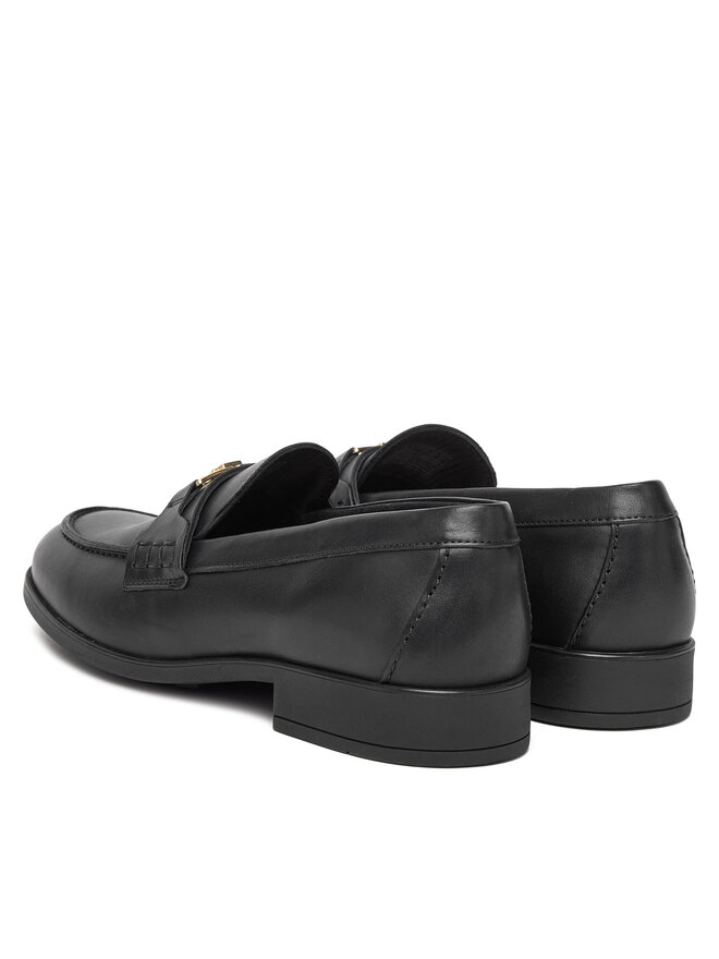 Tommy Hilfiger Slipper Tommy Hilfiger Th Logo Leather Loafer FW0FW08705 Schwarz
