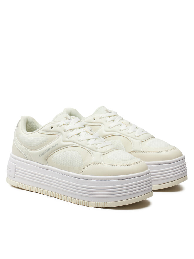 Calvin Klein Jeans Сникърси Calvin Klein Jeans Bold Platf Low Lace Mix In Mtl YW0YW01471 Бежов