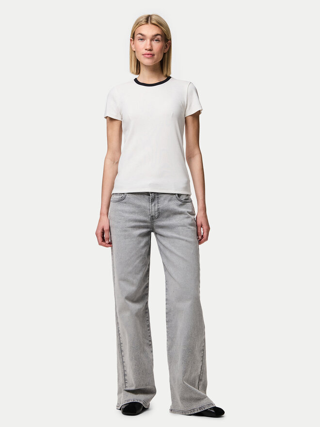 Pieces Pieces Marškinėliai May 17154483 Balta Slim Fit