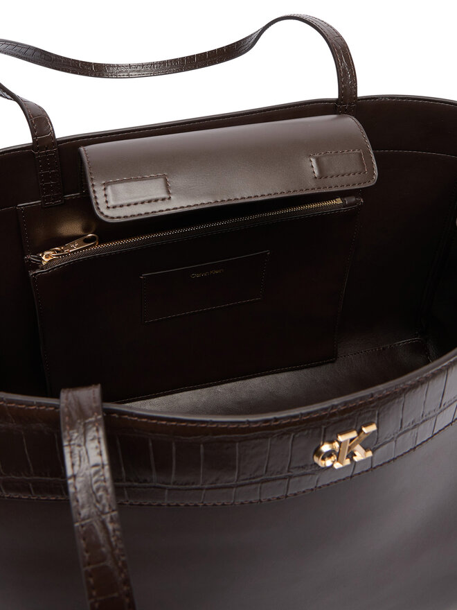 Calvin Klein Handtasche Calvin Klein Ck Croc Snap Large Tote LV04F3904G Dunkelbraun