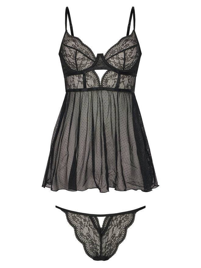 Hunkemöller Hunkemöller Unterrock Babydoll Isabelle 205820 Schwarz