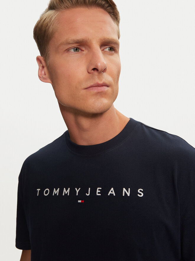 Tommy Jeans Tommy Jeans Marškinėliai Linear Logo DM0DM20744 Tamsiai mėlyna Regular Fit