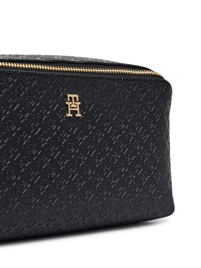 Tommy Hilfiger Kosmetiktasche Tommy Hilfiger Th Icon Double Washbag Mono AW0AW18930 Schwarz
