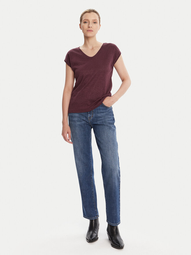 ONLY ONLY Camiseta Silvery 15136069 Guinda/burdeos Loose Fit