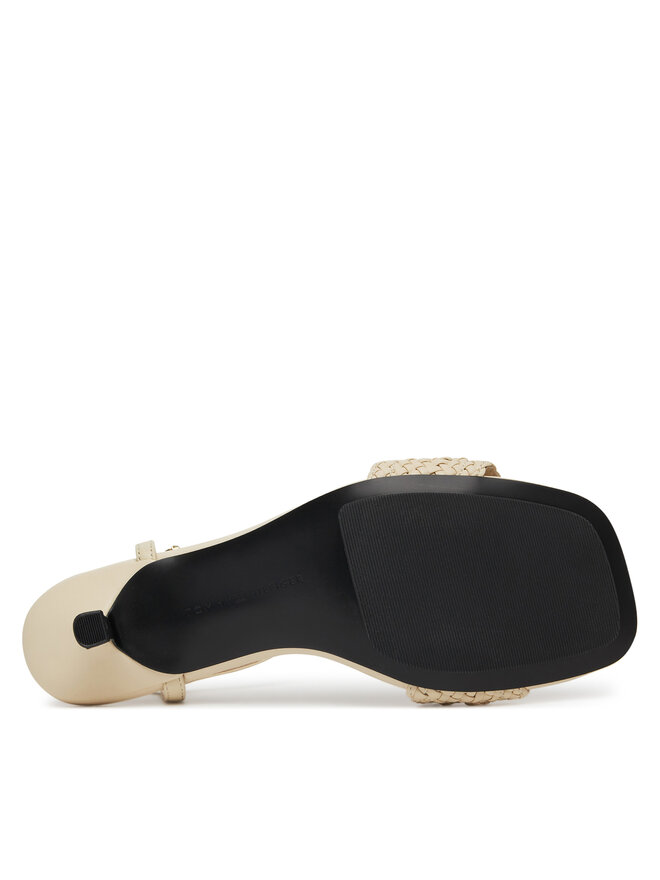 Tommy Hilfiger Sandały Tommy Hilfiger Crochet Lthr Kitten Sandal FW0FW08587 Beżowy