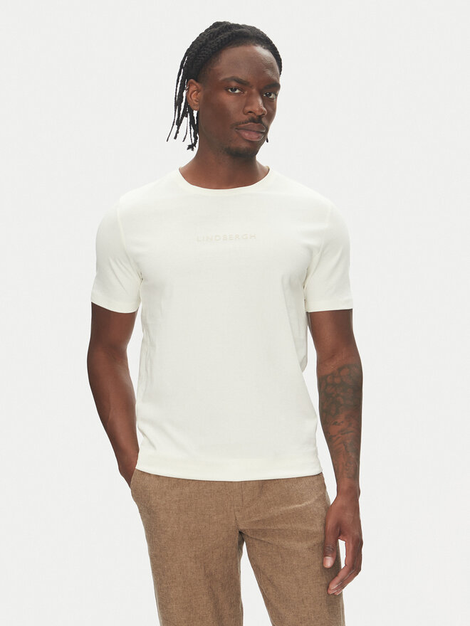 Lindbergh Lindbergh Camiseta 30-400200 Écru Relaxed Fit