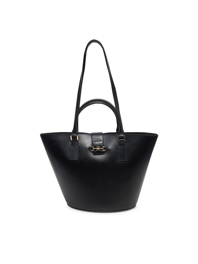 Tommy Hilfiger Táska Tommy Hilfiger Heritage Leather Tote AW0AW17209 Fekete
