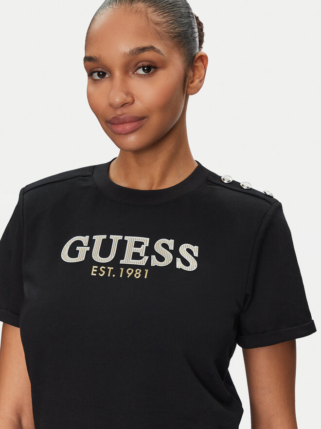 Guess Guess Marškinėliai W5GI15 K8FQ4 Juoda Regular Fit