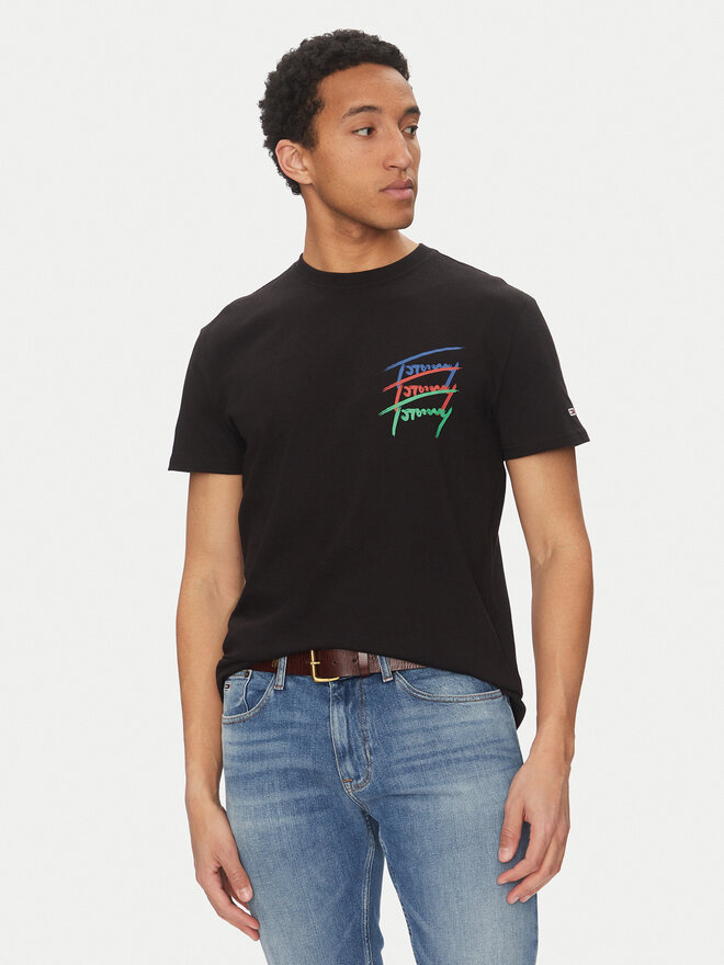 Tommy Jeans Tommy Jeans Marškinėliai Twisted Signature DM0DM20771 Juoda Regular Fit