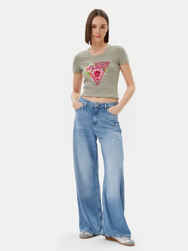 Guess Guess Marškinėliai W5GI10 J1314 Žalia Slim Fit