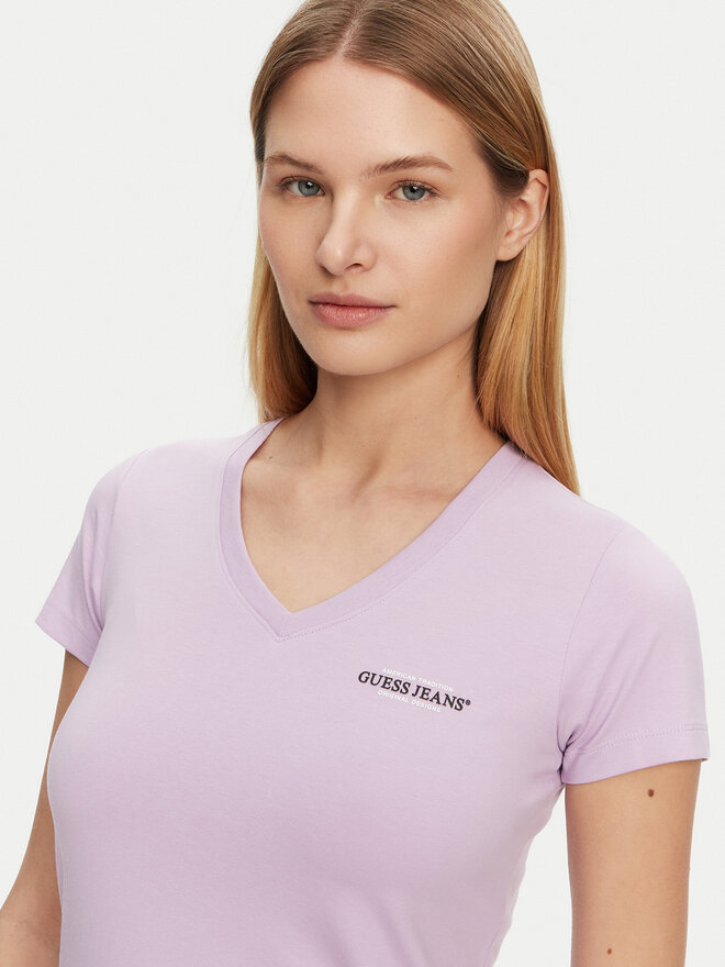 Guess Jeans Guess Jeans Marškinėliai W4YI23 J1314 Violetinė Slim Fit