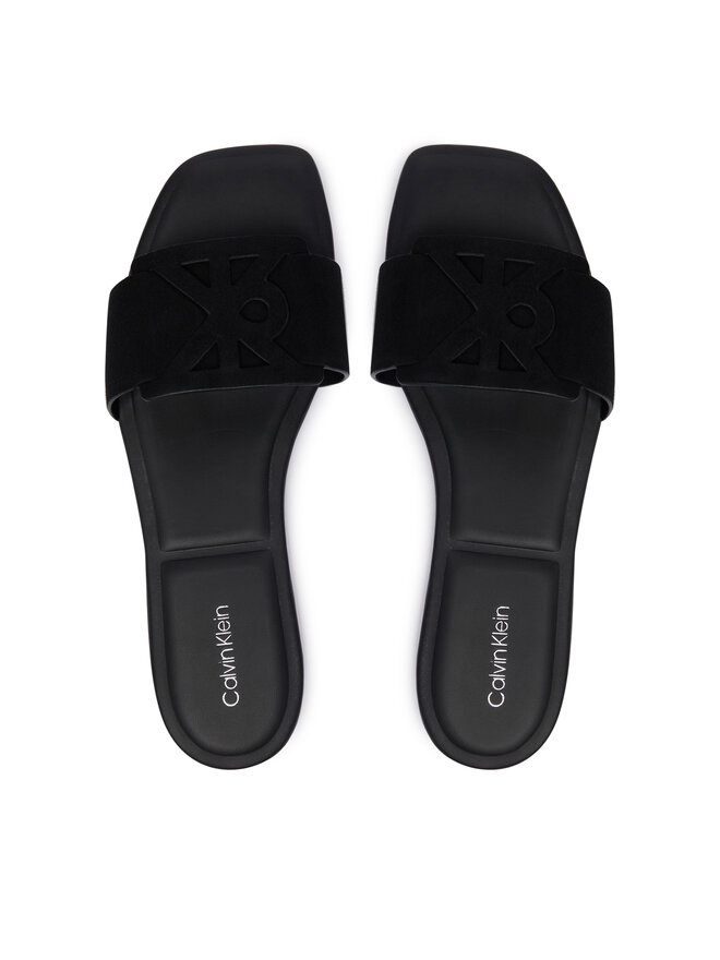 Calvin Klein Pantoletten Calvin Klein Square Flat Sndl Embl Suede HW0HW03055 Schwarz