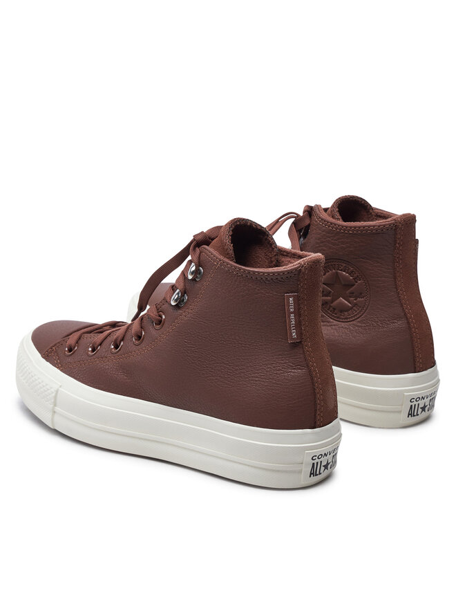 Converse Trampki Converse Chuck Taylor All Star Lift Platform Water Repellent Leather A10362C Brązowy