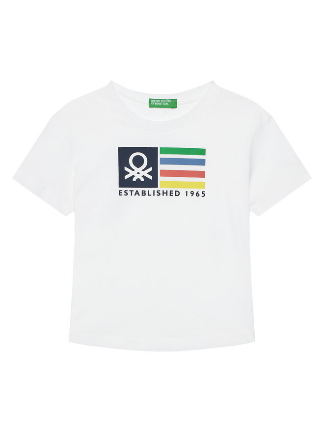 United Colors Of Benetton United Colors Of Benetton Marškinėliai 3I1XG10HT Balta Regular Fit